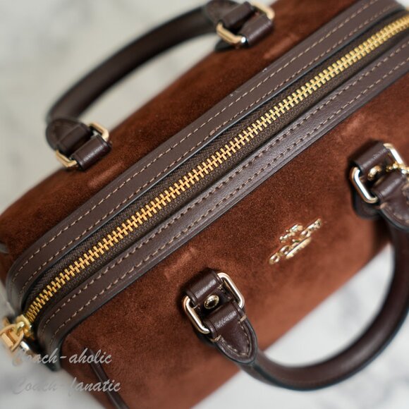 NWT Coach Mini Rowan Crossbody Bag CCF29 suede/Vintage Brown - Picture 12 of 14